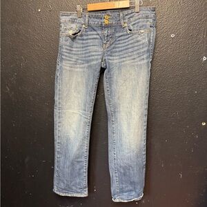 American Eagle Outfitters Medium Wash Low Rise Straight Denim Jeans Size 8